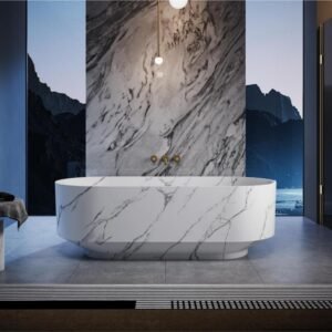 Luxury Marble Effect Freestanding Bathtub | Solid Surface Soaking Tub X-WGD01W